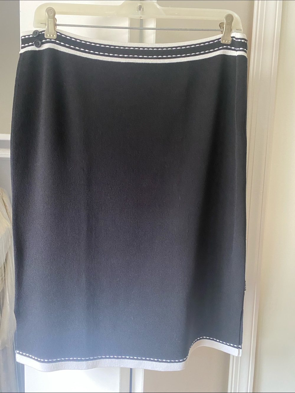 BCBGMaxAzria Black Pencil Skirt with White Trim
